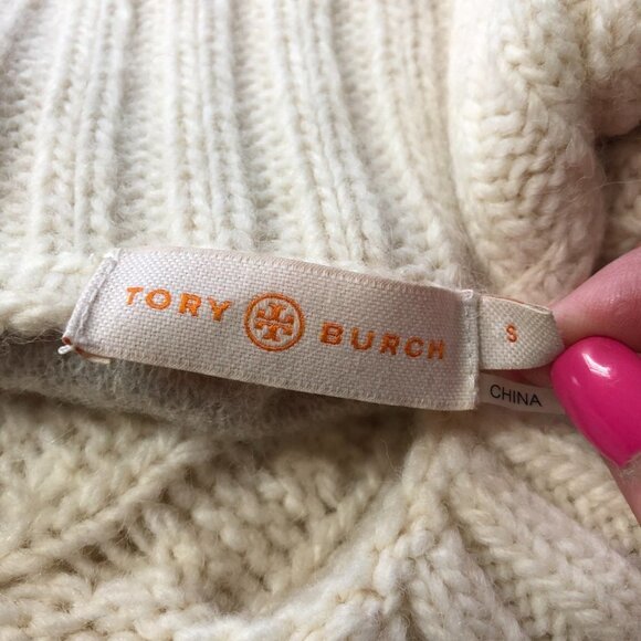 TORY Burch Gretchen Mixed Wool Blend Knitted Turtleneck Sweater Size Small - Picture 6 of 13
